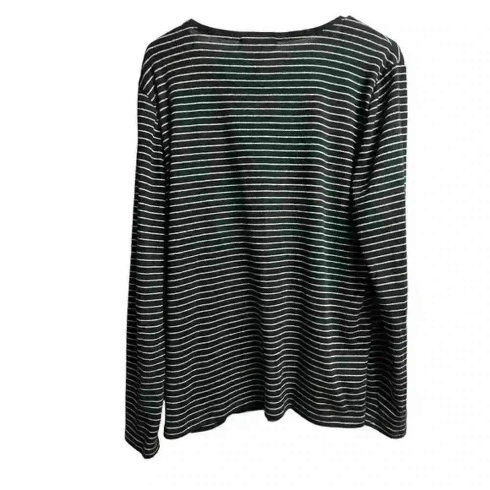 Lauren Ralph Lauren Blouse Black Silver Striped Metallic Button Knit Top Size XL - Picture 7 of 7
